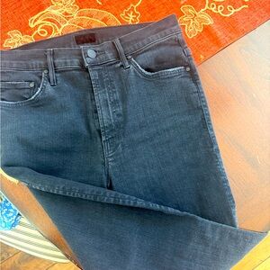 Black denim, frayed hem